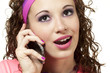 Photo: girl in neon on mobile phone girl in neon on mobile phone