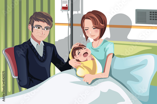 Vector: Couple with a baby Couple with a baby
