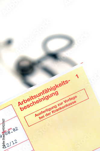 Photo: Arbeitsunfähigkeitsbescheinigung Arbeitsunfähigkeitsbescheinigung