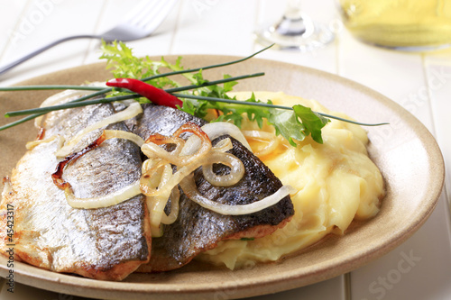 Photo: Pan fried trout with mashed potatoes Pan fried trout with mashed potatoes