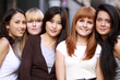Closeup portrait of five urban women