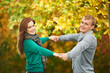 Couple at autumn outdoors