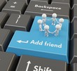 3d button add friend with 3d humans - social network concept