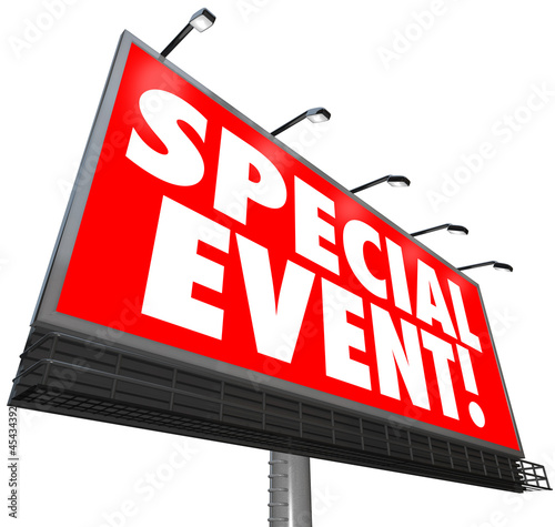 Illustration: Special Event Billboard Sign Advertising Exclusive Sale Limited Special Event Billboard Sign Advertising Exclusive Sale Limited