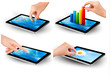 Vetor: Set of tablet screen with graph and a hand. Vector. Set of tablet screen with graph and a hand. Vector.