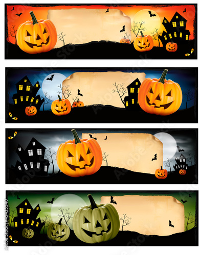 Vector: Four Halloween banners Vector Four Halloween banners Vector