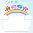 Vettoriale: Frame with colorful train on rainbow Frame with colorful train on rainbow