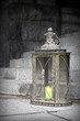 Old vintage lamp with candle