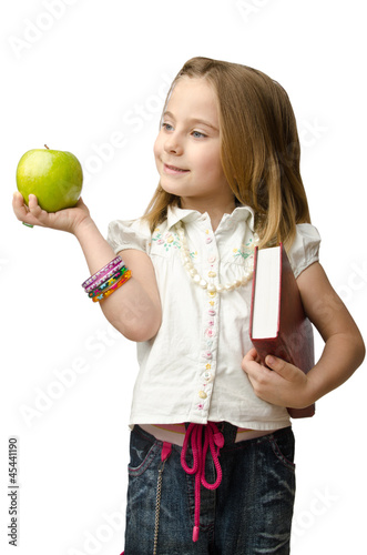 Photo: Little girl with apple Little girl with apple