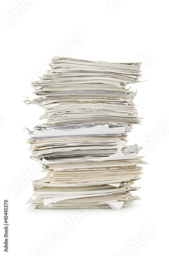 Photo: Pile of papers on white Pile of papers on white
