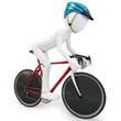 3d man with race bike on white background