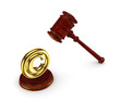 Wooden hammer and copyright symbol.
