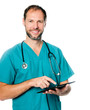 Photo: doctor working on a tablet doctor working on a tablet