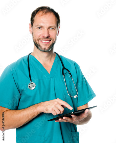 Photo: doctor working on a tablet doctor working on a tablet