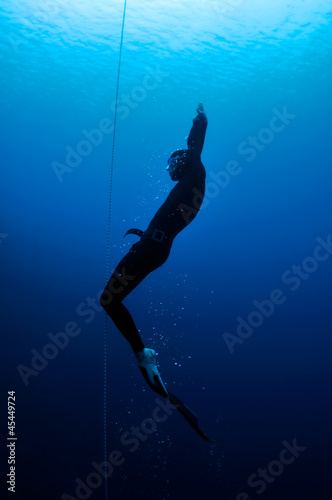 Photo: Freediver moves out of the depth Freediver moves out of the depth