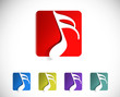 Vector music note icon on sticker design.