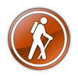 Illustration: Orange Glossy Button "Hiking" Orange Glossy Button "Hiking"