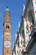 high tower of the basilica palladiana in vicenza and Italian fla