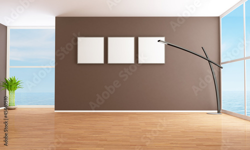 Illustration: Bright brown empty interior Bright brown empty interior