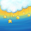 Vektor: Cartoon style cloud and stars background Cartoon style cloud and stars background