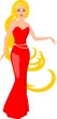 Blonde in a red dress