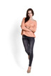 Photo: Beautiful woman in gray blouse Beautiful woman in gray blouse