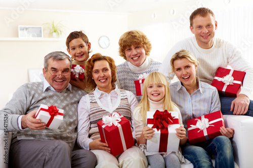 Photo: Family with gifts Family with gifts