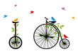 Vector: birds on retro bicycle, vector illustration birds on retro bicycle, vector illustration