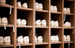 Bowling shoes on racks