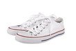 Foto: Pair of new white sneakers on white background Pair of new white sneakers on white background