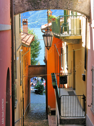 Photo: Narrow street of Varenna town at the lake Como, Italy Narrow street of Varenna town at the lake Como, Italy