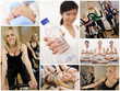 Healthy Lifestyle Montage Beautiful Women Exercising at Gym