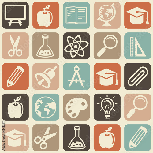 Vector: Vector seamless pattern with education icons Vector seamless pattern with education icons