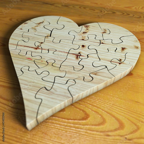 Illustration: Herz aus Holz geschlossen Herz aus Holz geschlossen
