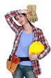 Tired female builder