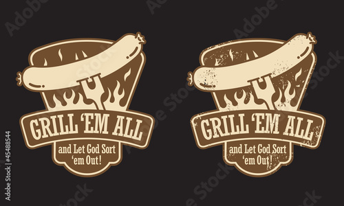 Vector: Barbecue vector emblem. Includes clean and grunge versions. Barbecue vector emblem. Includes clean and grunge versions.