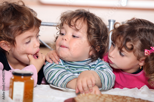 Photo: Children eating pancakes Children eating pancakes