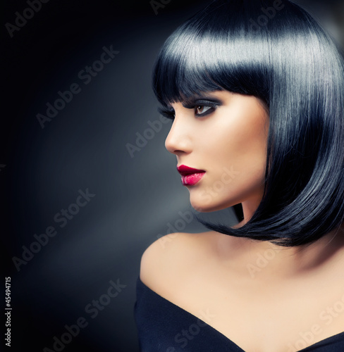 Photo: Beautiful Brunette Girl. Healthy Black Hair Beautiful Brunette Girl. Healthy Black Hair