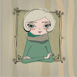 cute background with illustrated girl