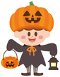 ハロウィン　いたずら　パンプキン　男の子　イラスト