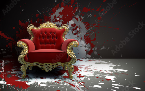 Illustration: splash interior with a baroc chair splash interior with a baroc chair