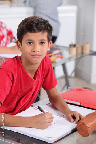 Photo: little boy at school little boy at school