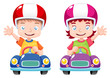 illustration of Kids raced on toy car