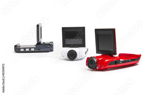 Photo: Car digital camcorder on the white background Car digital camcorder on the white background