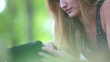Young woman woman working in park - 1