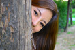 Hiding behind the tree