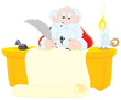 Santa writes with feather and ink