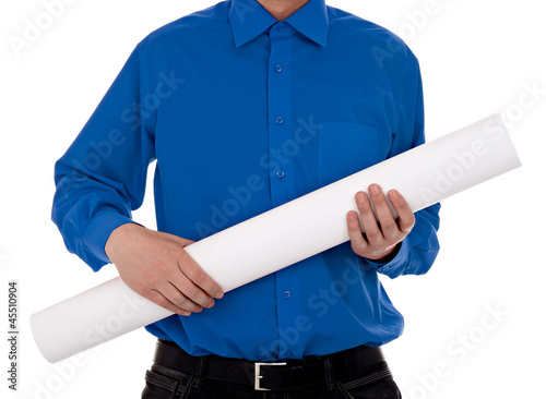 Photo: man in shirt holding blank sign man in shirt holding blank sign