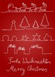 Weihnachtliche Symbole vor rotem Hintergrund