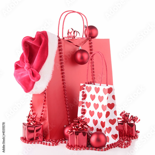 Photo: christmas shopping bag and decoration christmas shopping bag and decoration